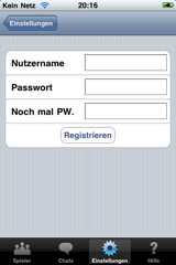 registration screen